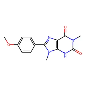 8-(4-methoxyphenyl)-1,9-dimethyl-3H-purine-2,6-dione structure