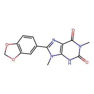 8-(1,3-benzodioxol-5-yl)-1,9-dimethyl-3H-purine-2,6-dione structure