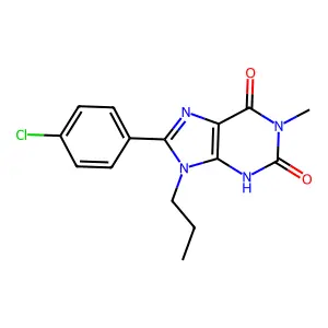 8-(4-chlorophenyl)-1-methyl-9-propyl-3H-purine-2,6-dione structure