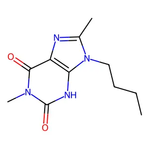 9-butyl-1,8-dimethyl-3,9-dihydro-1H-purine-2,6-dione structure