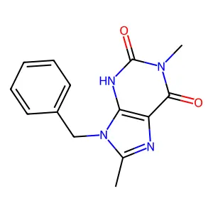 9-benzyl-1,8-dimethyl-3H-purine-2,6-dione structure