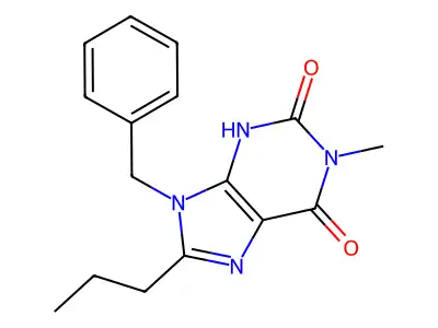 9-benzyl-1-methyl-8-propyl-3H-purine-2,6-dione structure