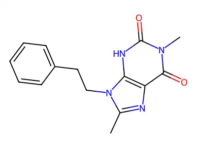 1,8-dimethyl-9-phenethyl-3H-purine-2,6-dione structure