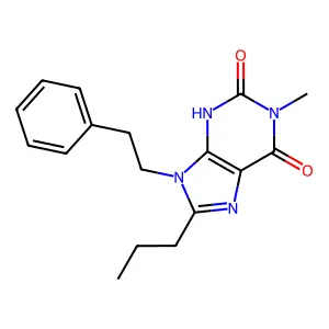 1-methyl-9-(2-phenylethyl)-8-propyl-3,9-dihydro-1H-purine-2,6-dione structure