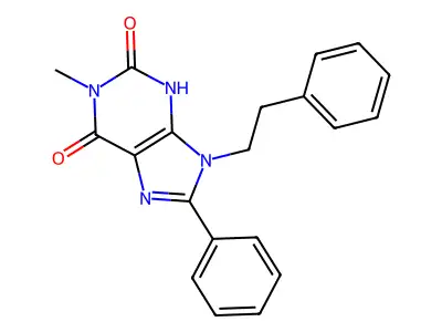 1-methyl-8-phenyl-9-(2-phenylethyl)-3,9-dihydro-1H-purine-2,6-dione structure