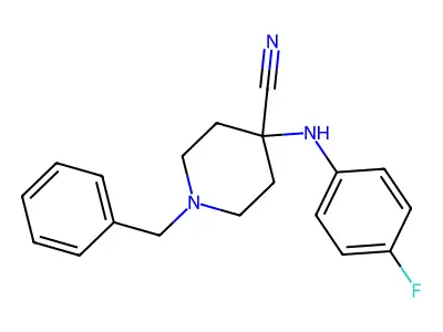 1-Benzyl-4-((4-fluorophenyl)amino)piperidine-4-carbonitrile structure
