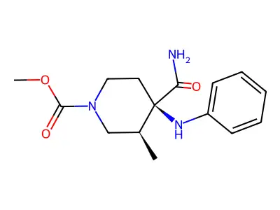 Methyl 4-anilino-4-carbamoyl-3-methylpiperidine-1-carboxylate structure