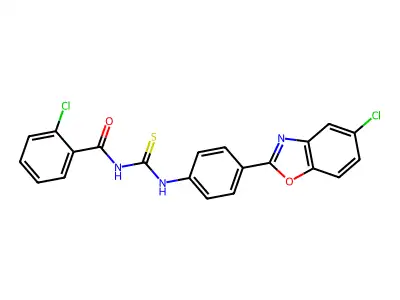 2-chloro-N-{[4-(5-chloro-1,3-benzoxazol-2-yl)phenyl]carbamothioyl}benzamide structure