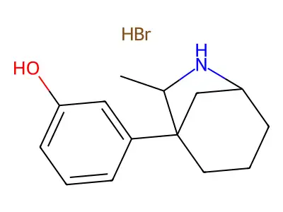 Phenol, 3-(7-methyl-6-azabicyclo(3.2.1)oct-1-yl)-, hydrobromide, endo-(+-)- structure
