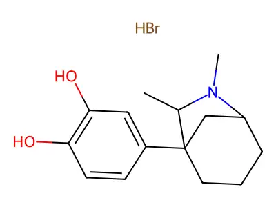 endo-(+-)-4-(6,7-Dimethyl-6-azabicyclo(3.2.1)oct-1-yl)-1,2-benzenediol hydrobromide structure