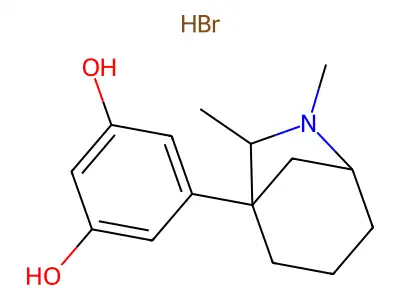 endo-(+-)-5-(6,7-Dimethyl-6-azabicyclo(3.2.1)oct-1-yl)-1,3-benzenediol hydrobromide structure