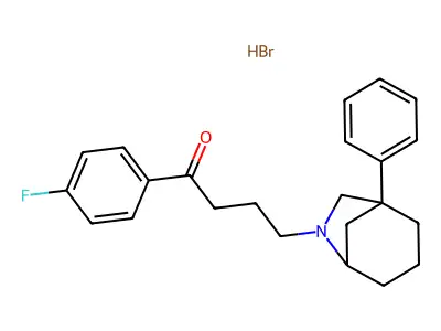 (+-)-1-(4-Fluorophenyl)-4-(1-phenyl-6-azabicyclo(3.2.1)oct-6-yl)-1-butanone hydrobromide structure