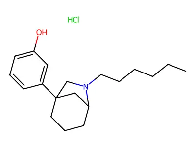 Phenol, 3-(6-hexyl-6-azabicyclo(3.2.1)oct-1-yl)-, hydrochloride, (+-)- structure