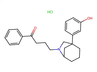 1-Butanone, 4-(1-(3-hydroxyphenyl)-6-azabicyclo(3.2.1)oct-6-yl)-1-phenyl-, hydrochloride, (+-)- structure