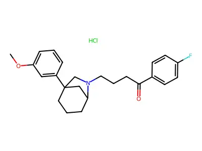 1-Butanone, 1-(4-fluorophenyl)-4-(1-(3-methoxyphenyl)-6-azabicyclo(3.2.1)oct-6-yl)-, hydrochloride, (+-)- structure