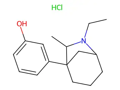 endo-(+-)-3-(6-Ethyl-7-methyl-6-azabicyclo(3.2.1)oct-1-yl)phenol hydrochloride structure