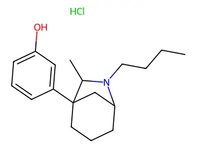 Phenol, 3-(6-butyl-7-methyl-6-azabicyclo(3.2.1)oct-1-yl)-, hydrochloride structure