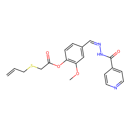 (Z)-4-((2-isonicotinoylhydrazono)methyl)-2-methoxyphenyl 2-(allylthio)acetate structure