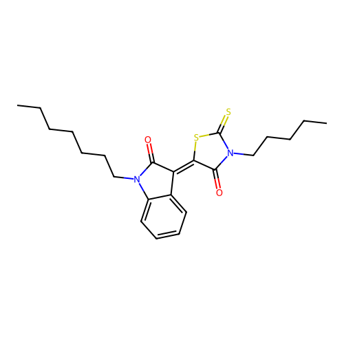 5-(1-Heptyl-2-oxoindolin-3-ylidene)-3-pentyl-2-thioxothiazolidin-4-one structure