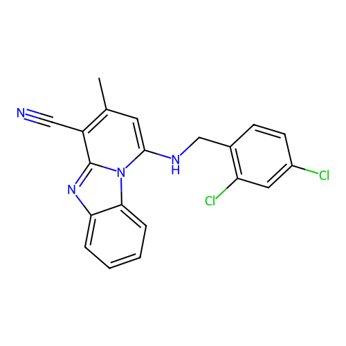1-[(2,4-Dichlorobenzyl)amino]-3-methylpyrido[1,2-a]benzimidazole-4-carbonitrile structure