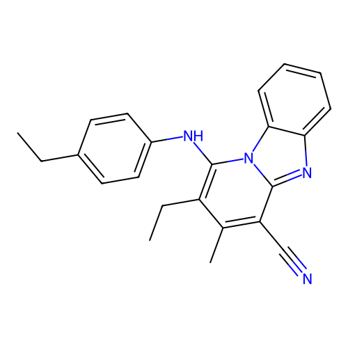 2-ethyl-1-[(4-ethylphenyl)amino]-3-methylpyrido[1,2-a]benzimidazole-4-carbonitrile structure