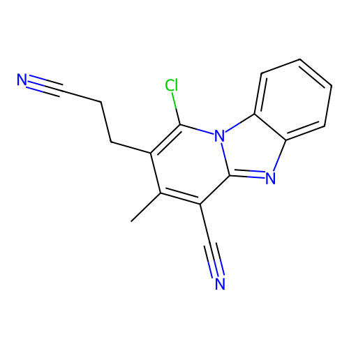 1-Chloro-2-(2-cyanoethyl)-3-methylpyrido[1,2-a]benzimidazole-4-carbonitrile structure