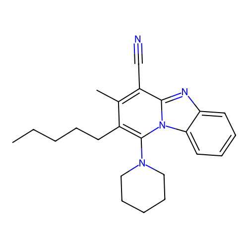 3-Methyl-2-pentyl-1-(piperidin-1-yl)pyrido[1,2-a]benzimidazole-4-carbonitrile structure