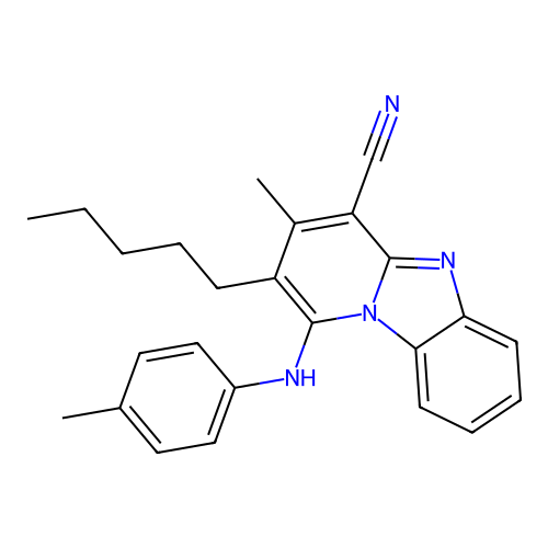 3-methyl-1-[(4-methylphenyl)amino]-2-pentylpyrido[1,2-a]benzimidazole-4-carbonitrile structure