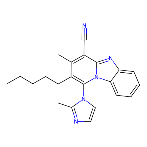 3-methyl-1-(2-methyl-1H-imidazol-1-yl)-2-pentylpyrido[1,2-a]benzimidazole-4-carbonitrile structure