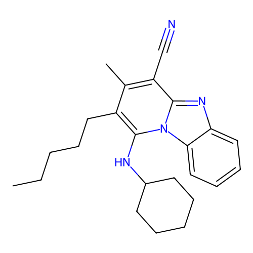 1-(Cyclohexylamino)-3-methyl-2-pentylpyrido[1,2-a]benzimidazole-4-carbonitrile structure
