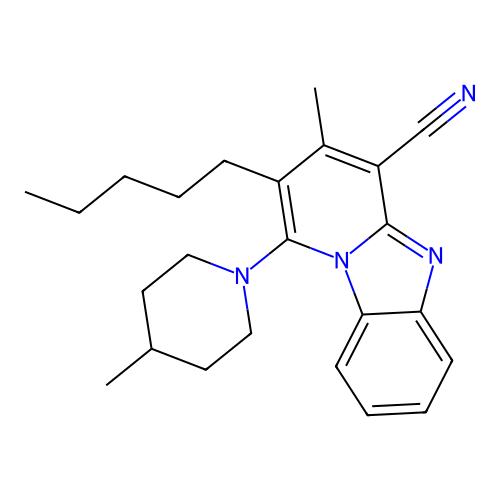 3-methyl-1-(4-methylpiperidin-1-yl)-2-pentylpyrido[1,2-a]benzimidazole-4-carbonitrile structure