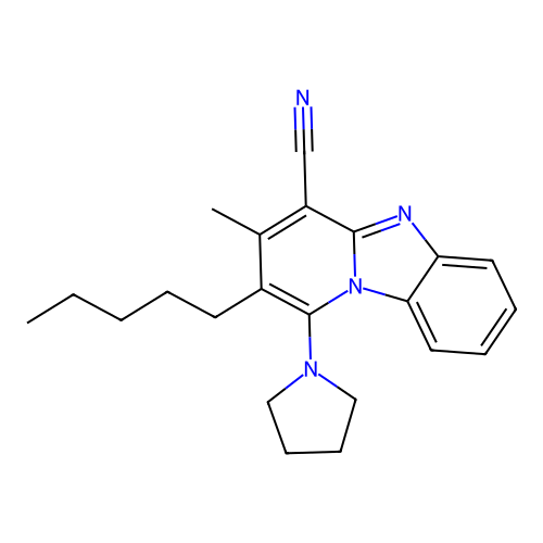 3-Methyl-2-pentyl-1-(pyrrolidin-1-yl)pyrido[1,2-a]benzimidazole-4-carbonitrile structure
