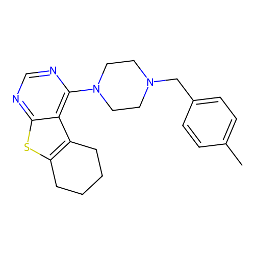 4-(4-(4-methylbenzyl)piperazin-1-yl)-5,6,7,8-tetrahydrobenzo[4,5]thieno[2,3-d]pyrimidine structure