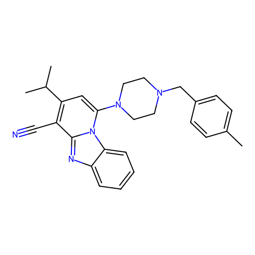 1-[4-(4-methylbenzyl)piperazin-1-yl]-3-(propan-2-yl)pyrido[1,2-a]benzimidazole-4-carbonitrile structure