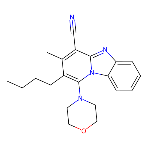 2-Butyl-3-methyl-1-(morpholin-4-yl)pyrido[1,2-a]benzimidazole-4-carbonitrile structure