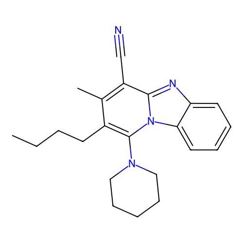 2-Butyl-3-methyl-1-(piperidin-1-yl)pyrido[1,2-a]benzimidazole-4-carbonitrile structure