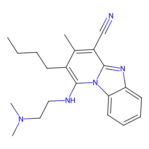 2-butyl-1-{[2-(dimethylamino)ethyl]amino}-3-methylpyrido[1,2-a]benzimidazole-4-carbonitrile structure