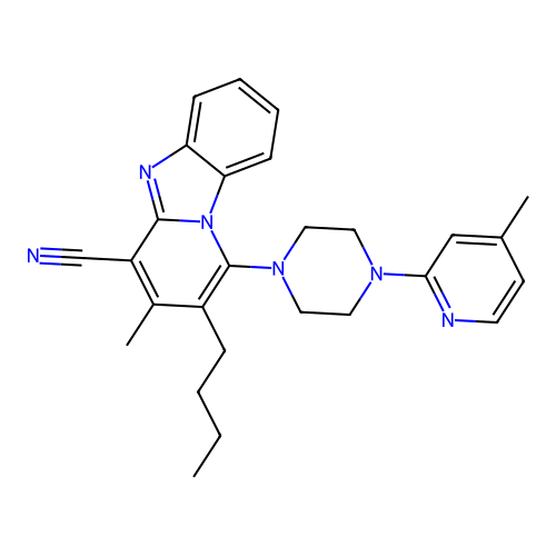 2-butyl-3-methyl-1-[4-(4-methylpyridin-2-yl)piperazin-1-yl]pyrido[1,2-a]benzimidazole-4-carbonitrile structure