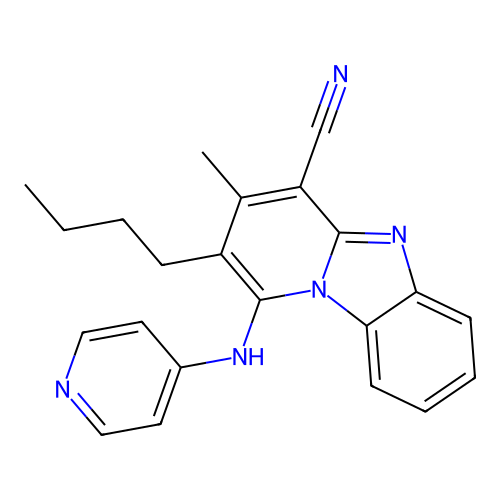 2-Butyl-3-methyl-1-(pyridin-4-ylamino)pyrido[1,2-a]benzimidazole-4-carbonitrile structure