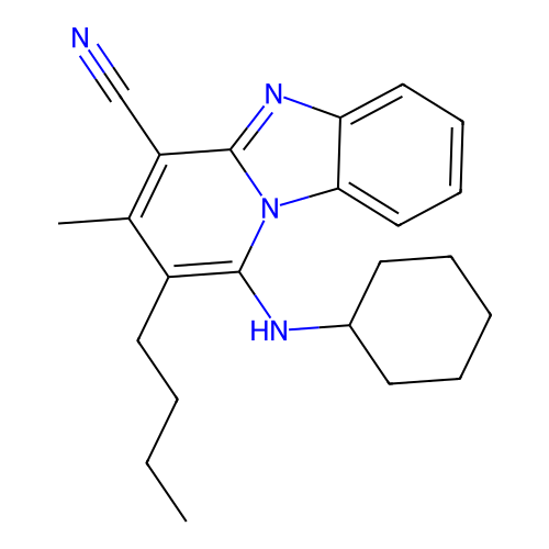 2-Butyl-1-(cyclohexylamino)-3-methylpyrido[1,2-a]benzimidazole-4-carbonitrile structure