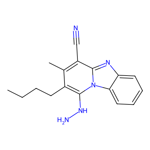 2-Butyl-1-hydrazinyl-3-methylpyrido[1,2-a]benzimidazole-4-carbonitrile structure
