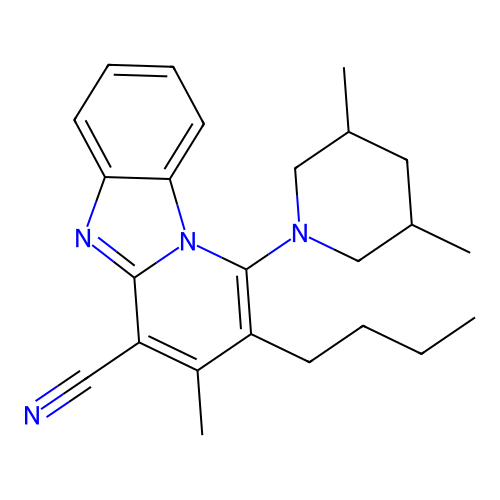 2-butyl-1-(3,5-dimethylpiperidin-1-yl)-3-methylpyrido[1,2-a]benzimidazole-4-carbonitrile structure