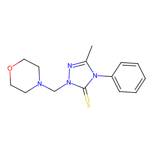 2,4-Dihydro-5-methyl-2-(4-morpholinylmethyl)-4-phenyl-3H-1,2,4-triazole-3-thione structure