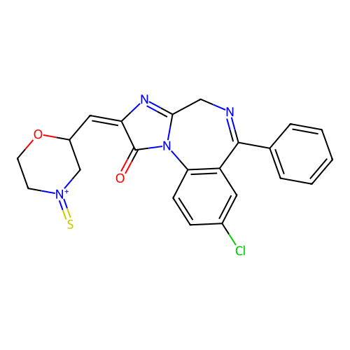 1H-Imidazo(1,2-a)(1,4)benzodiazepin-1-one, 2,4-dihydro-8-chloro-6-phenyl-2-(4-thiomorpholinylmethylene)- structure