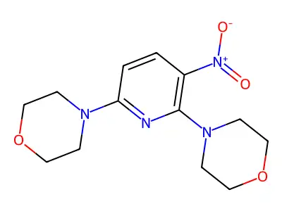 4,4'-(3-Nitropyridine-2,6-diyl)bis(morpholine) structure