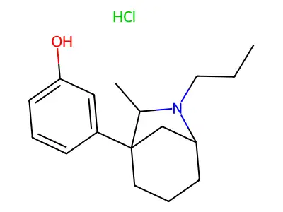 endo-(+-)-3-(7-Methyl-6-propyl-6-azabicyclo(3.2.1)oct-1-yl)phenol hydrochloride structure