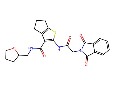 2-{[(1,3-dioxo-1,3-dihydro-2H-isoindol-2-yl)acetyl]amino}-N-(tetrahydro-2-furanylmethyl)-5,6-dihydro-4H-cyclopenta[b]thiophene-3-carboxamide structure