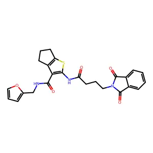 2-[[4-(1,3-dioxo-2-isoindolyl)-1-oxobutyl]amino]-N-(2-furanylmethyl)-5,6-dihydro-4H-cyclopenta[b]thiophene-3-carboxamide structure