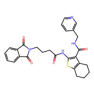 2-(4-(1,3-Dioxoisoindolin-2-yl)butanamido)-N-(pyridin-3-ylmethyl)-4,5,6,7-tetrahydrobenzo[b]thiophene-3-carboxamide structure
