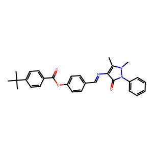 4-{(E)-[(1,5-dimethyl-3-oxo-2-phenyl-2,3-dihydro-1H-pyrazol-4-yl)imino]methyl}phenyl 4-tert-butylbenzoate structure